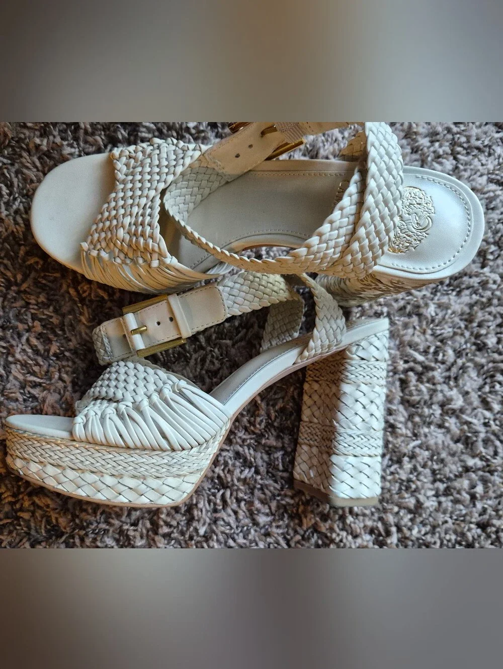 NEW Vince Camuto Ivory Braided Platform Sandals
